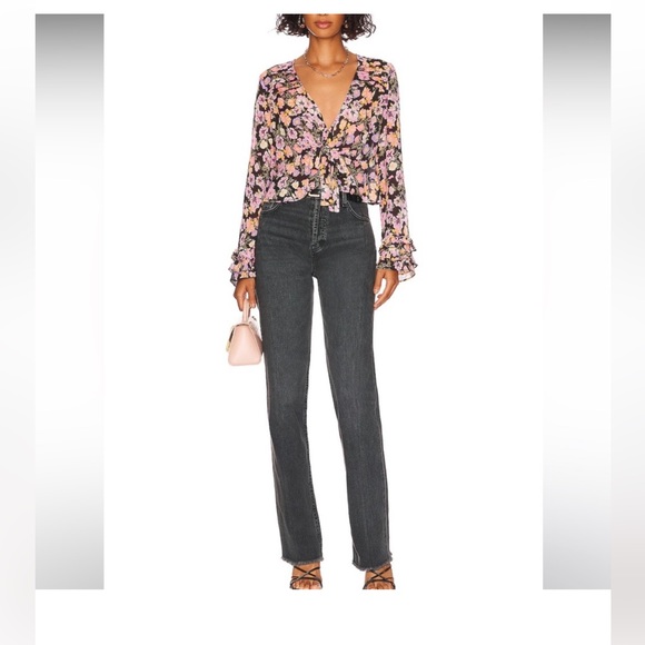 Free People Maybel Blouse in Black Combo Medium M - Picture 8 of 9